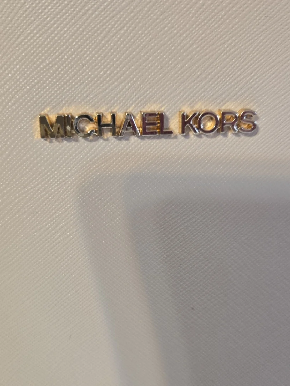 Michael Kors Nude Saffiano Leather Tote with Gold MK Charm - Picture 2 of 8